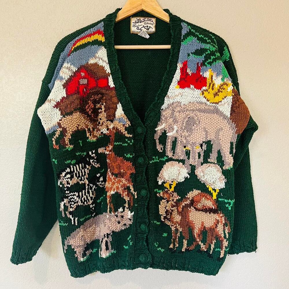 Vintage Heirloom Collectibles Noah’s Arc AMAZING detailed cardigan (sz L)